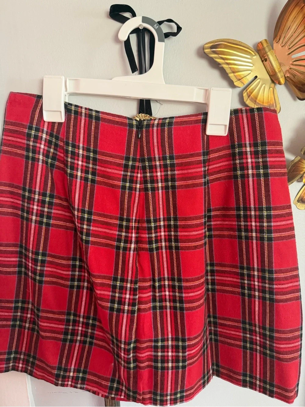 SHEIN Red Black Tartan Mini Skirt